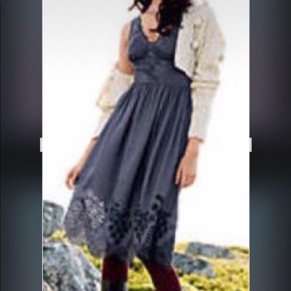 Anthropologie Gray Silk Dress
